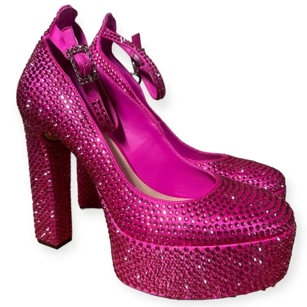 Antonio Melani Women’s Rhinestone Breast Cancer Awareness‎ Platform Heels 9M